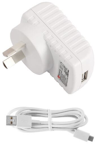 2.4 Amp Micro USB AC Mains Charger White Detachable Cable