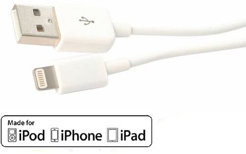 MFI Lightning USB Charging And Data Cable White 1 Metre