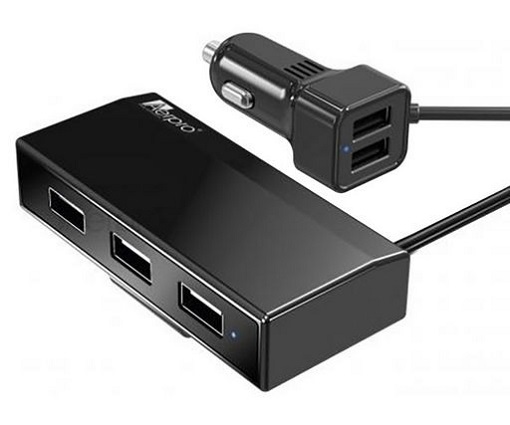 9.6A Five Port USB In Car Charger With 1.8M Cable 