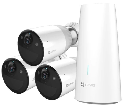 EZVIZ BC1 1 Plus 3 Pack, 12900mAH Wire-Free Camera, Full HD 1080P (2MP), PIR And AI Human Detection, Colour Night Vision