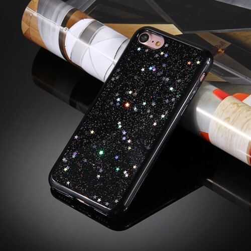 iPhone 8 Star Glitter TPU Case Black