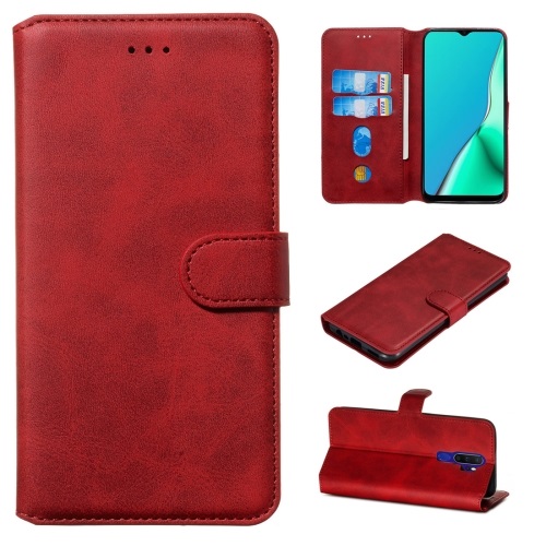 Oppo A5 2020 PU Leather Case Red